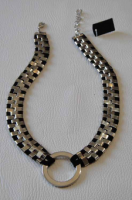 Bayan Gümüş Deri Aksesuarlı Kolye